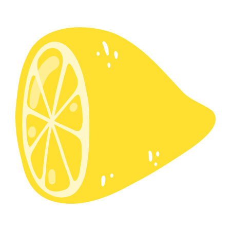 Hand drawn half a lemon. Vector illustration of cut tasty citrus, healthy food, summer fresh fruitのイラスト素材