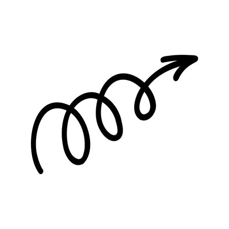 Doodle swirling arrow. Hand drawn vector illustrationのイラスト素材