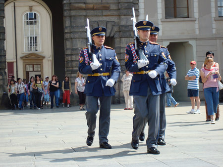 Changing of the presidential guards at Prague Castle in Prague, Czech Republic, Europe
