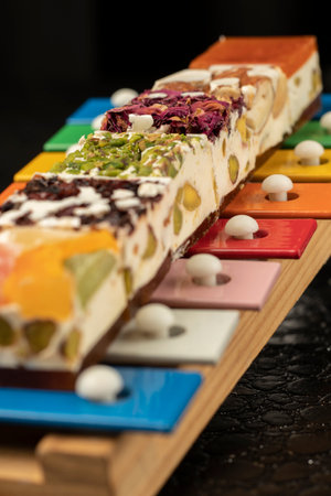 sweet turkish delight close up various fruit flavoredの写真素材