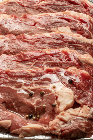 close-up red meat entrecote beef