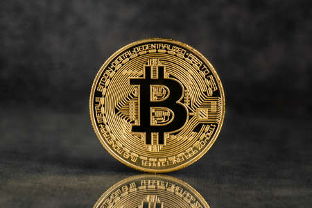electronic crypto coin bitcoin symbolの写真素材