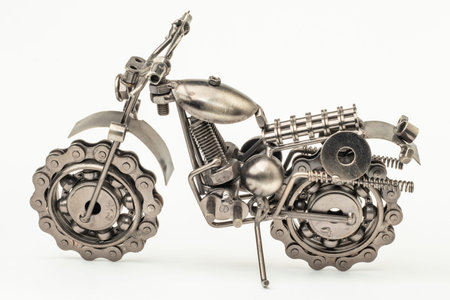 close-up handmade steel decorative model motorcycleの写真素材