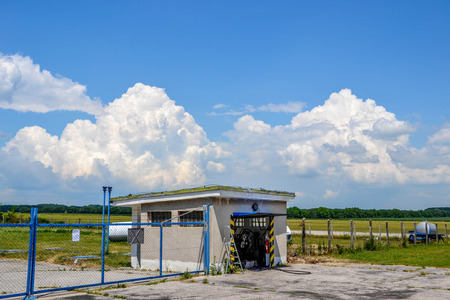 Pump on countryside airportの写真素材