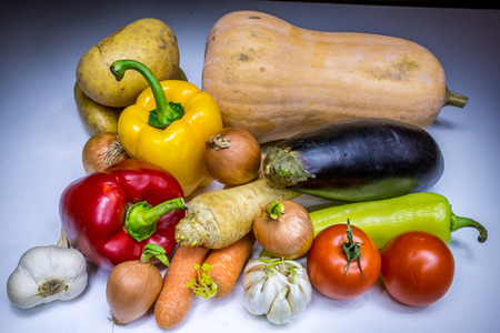 Vegetables painted with lightの写真素材