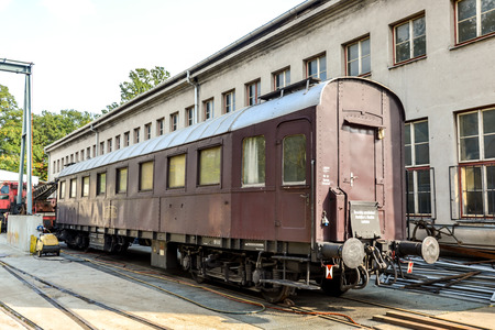 Vintage Austrian passengers coach in Wien museumのeditorial素材