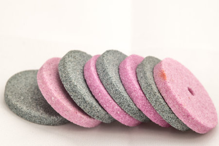 Green and red polishing stone wheels