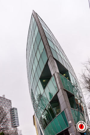 Modern boat design building in Bratislava, Slovakiaのeditorial素材