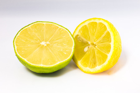 Lime and lemon halfの写真素材