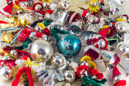 Historic Czechoslovakia Christmas glass decoration figuresの写真素材