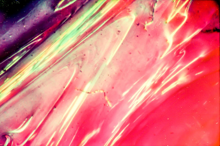 Historic glass check on microscope with photo on 35mm Soviet Orwochrom UT 21 film with manny defectsの写真素材