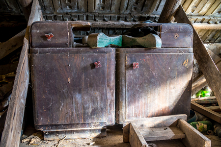 Old abandoned bedside tables, left on loftの写真素材