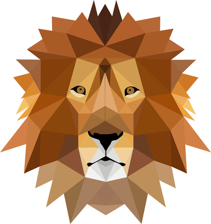 Flat design of lion faceのイラスト素材