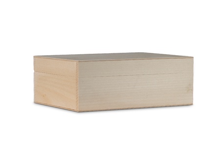 Wooden box on white backgroundの写真素材