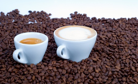 coffee beans and cupの写真素材