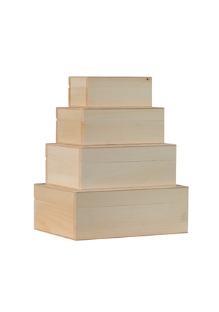 Wooden boxes on white backgroundの写真素材