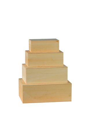 Wooden boxes on white backgroundの写真素材