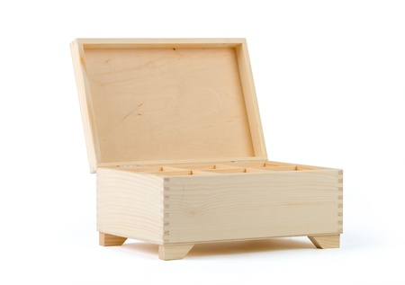 Wooden box on white backgroundの写真素材