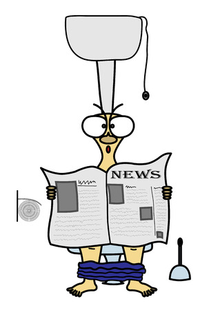 The man with the newspaper in a toiletのイラスト素材