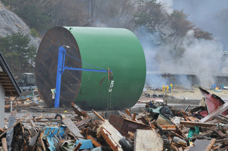The outbreak of the unprecedented Great East Japan Earthquake and tsunamiの写真素材