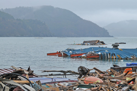 The outbreak of the unprecedented Great East Japan Earthquake and tsunamiの写真素材