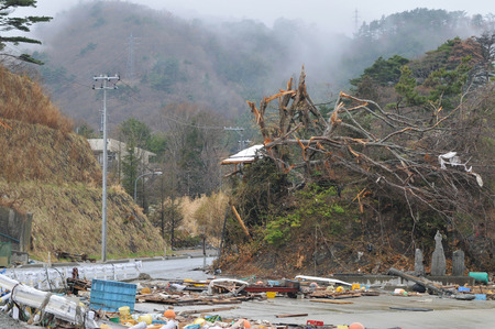 The outbreak of the unprecedented Great East Japan Earthquake and tsunamiの写真素材