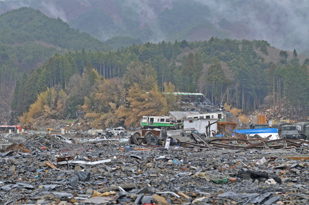The outbreak of the unprecedented Great East Japan Earthquake and tsunamiの写真素材