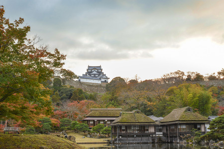 Twilight scenery of Hikone castleのeditorial素材