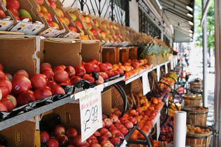 The street store which sells fruitのeditorial素材