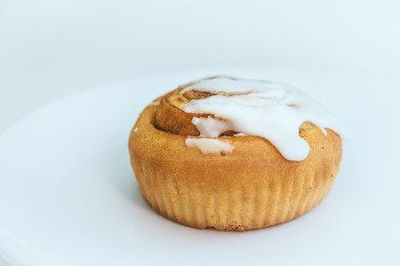 Cinnamon roll on white backgroundの写真素材
