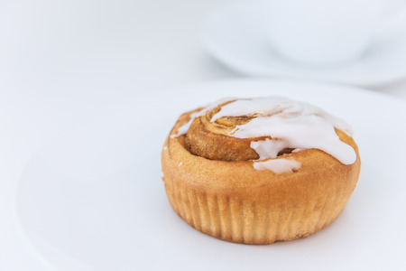 Cinnamon roll on white backgroundの写真素材