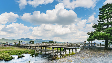 Togetsukyo bridge over Katsura river. Togetsukyo Bridge provides a panoramic view of Arashiyama.のeditorial素材