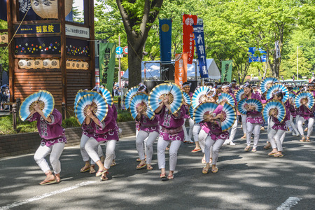 Scenery of the Sparrow dance of Aoba Matsuri Festival in Sendai, Japanのeditorial素材