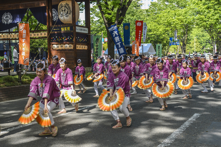 Scenery of the Sparrow dance of Aoba Matsuri Festival in Sendai, Japanのeditorial素材