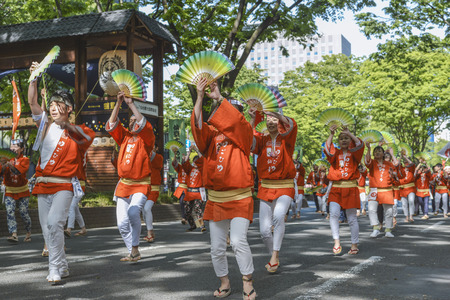 Scenery of the Sparrow dance of Aoba Matsuri Festival in Sendai, Japanのeditorial素材
