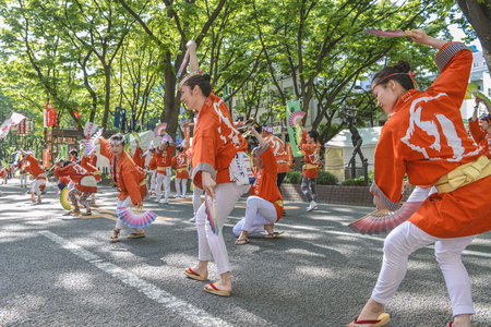 Scenery of the Sparrow dance of Aoba Matsuri Festival in Sendai, Japanのeditorial素材