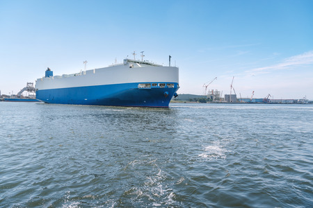 The automobile carrier ship departure from a portの写真素材