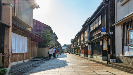 Traditional Japanese cityscape in Kanazawa, Japanのeditorial素材