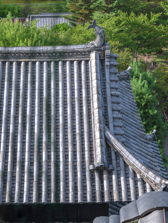 The roof of the Matsumyotyo-jyo Castle towerのeditorial素材