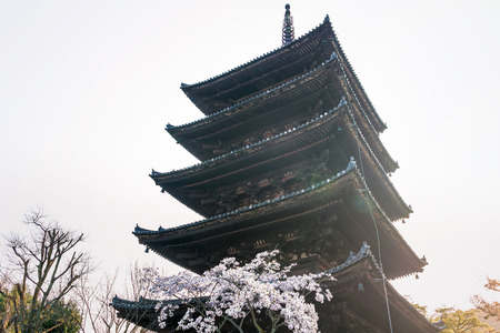 Morning glow and five storied pagoda in Kyotoのeditorial素材