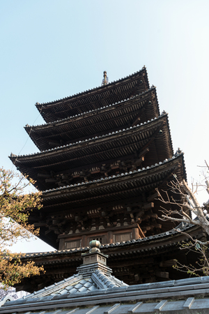 Morning glow and five storied pagoda in Kyotoのeditorial素材