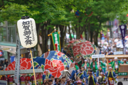 Scenery of the Anazawa Hyakumangoku matsuri festival in Kanazawa city, Japanのeditorial素材