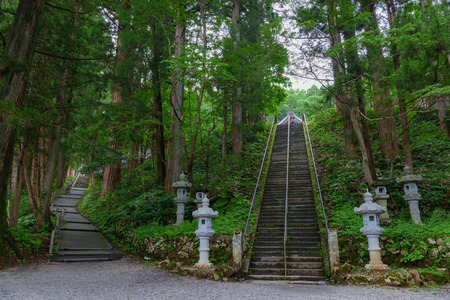 Scenery of the Togakushi-jinja Chusha at the shrine in Nagano city, Japanの写真素材