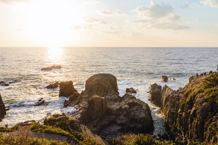 Evening scenery of the Tojinbo in Japanの写真素材
