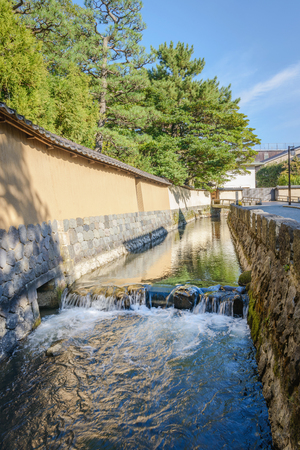 Scenery of the castle town and irrigation canal in Kanazawa city, Japanのeditorial素材
