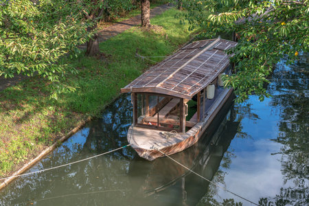 Yakata bune boat (boat house) style pleasure boat of Gokawa river in Fushimi, Kyoto
