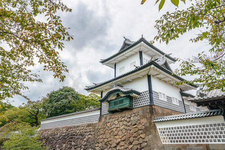 Autumn scenery of the Ishikawamon gate of Kanazawa-jo castle