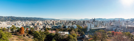 Cityscape of the Kochi city from the Kochi castle in Japanのeditorial素材
