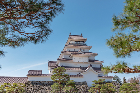 The castle tower of the Aizu Wakamatsu castleのeditorial素材