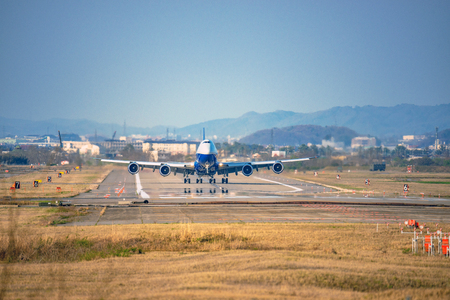 The jumbo jet which takes offの写真素材